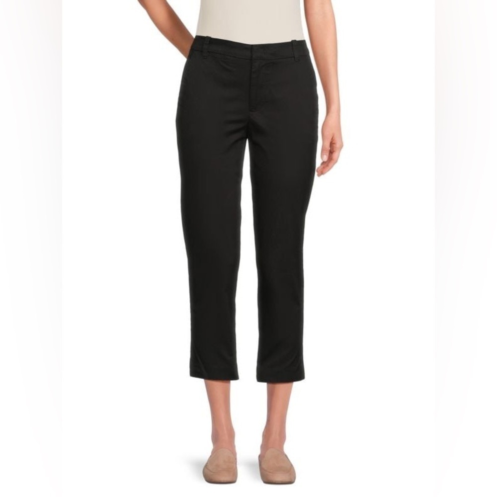 Vince Flat Front Coin Pocket Cropped Chino Pants Black Business Casual 6